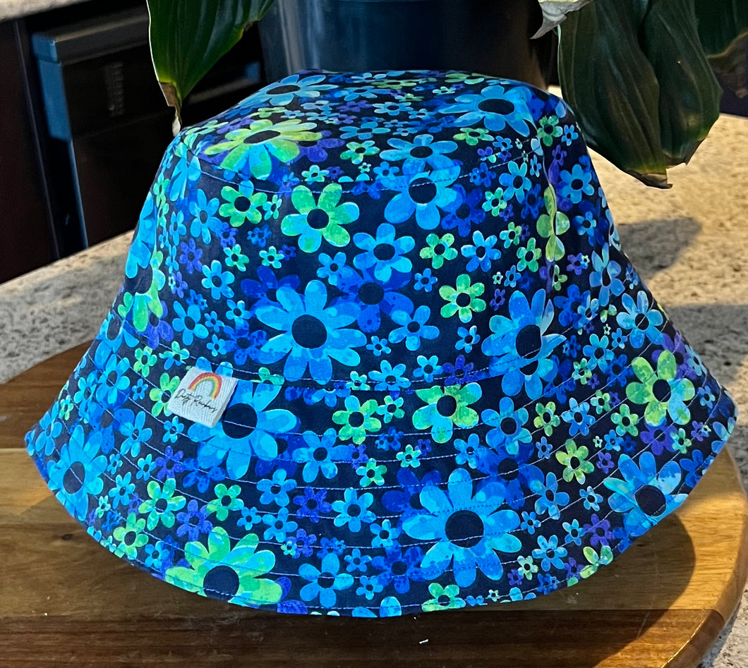 Blue Daisy Reversible Bucket Hat